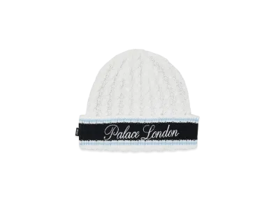 PALACE LONDON CABLE KNIT BEANIE "White"