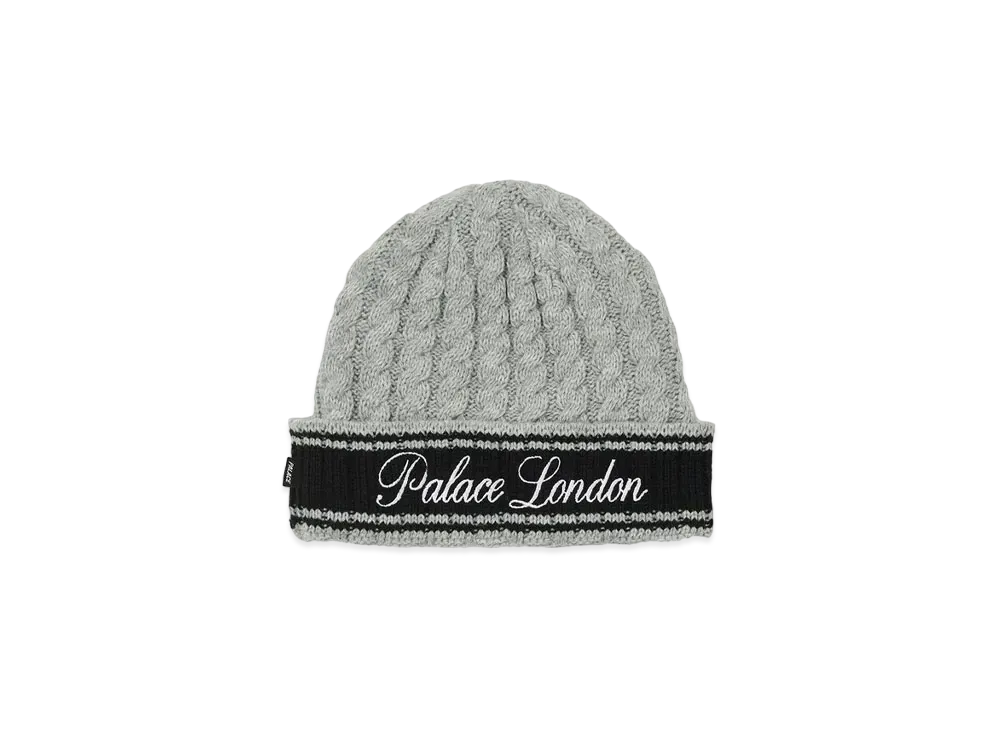 PALACE LONDON CABLE KNIT BEANIE "Grey"