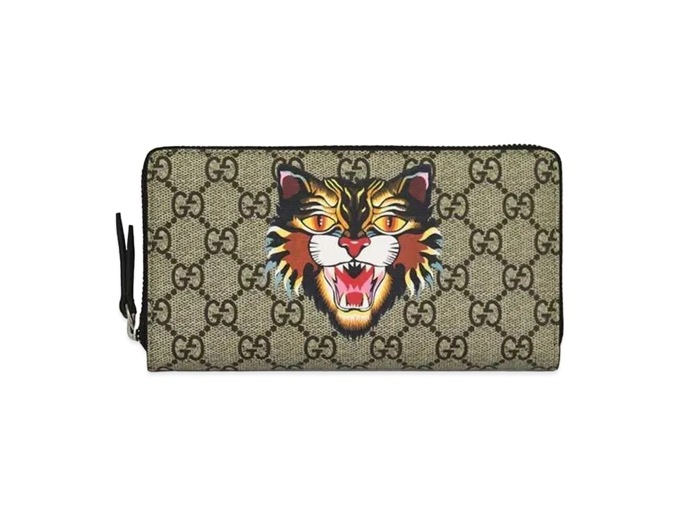 グッチ GGスプリーム ジップ ラウンド ウォレット アングリーキャット