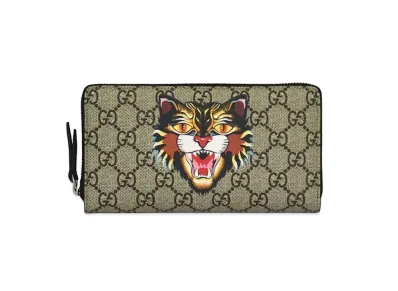 GUCCI GG Supreme Zip Round Wallet Angry Cat
