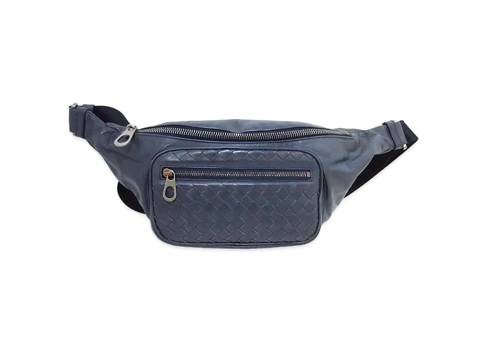 Bottega Veneta Intrecciato Leather Waist Pouch "Navy"