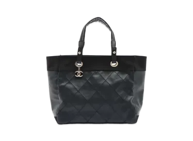 CHANEL Paris Biarritz MM Canvas Tote Bag "Black"