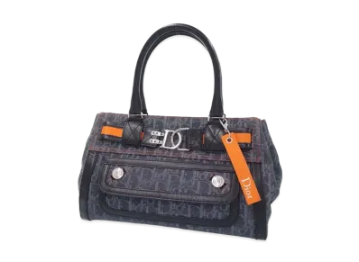 Dior Flight Line Hand Bag Canvas Leather "Navy/Black/Orange"