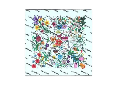 GUCCI x BALENCIAGA The Hacker Flora Print Silk Scarf "Floral"