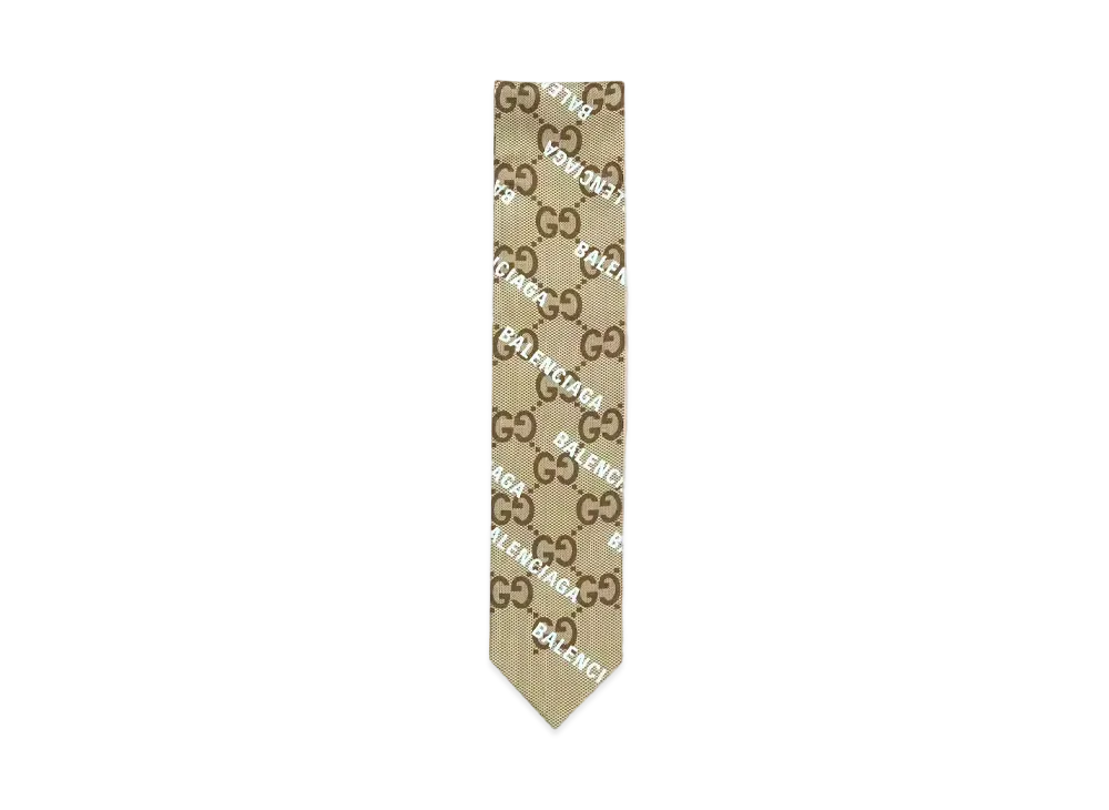 グッチ x バレンシアガ ハッカー マキシGG プリント シルク ネックボウ "ベージュ" 676777 3G001 9777