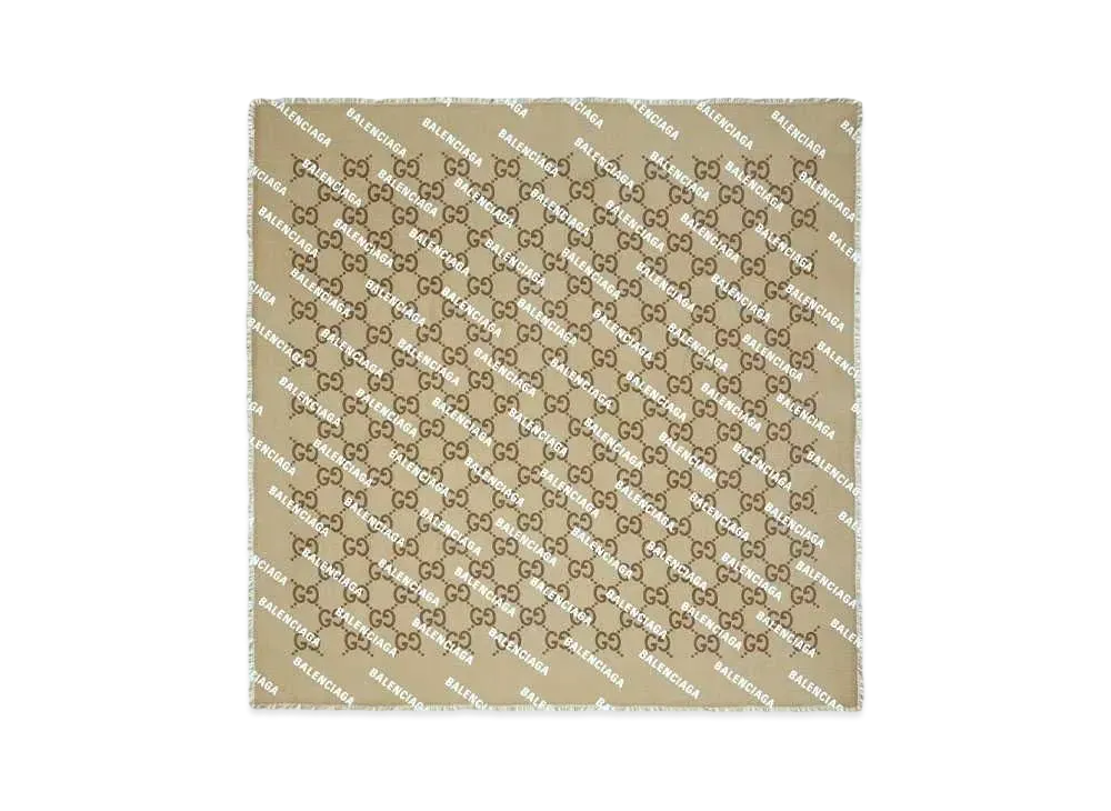 GUCCI x BALENCIAGA The Hacker Maxi GG Printed Silk Shawl "Beige"
