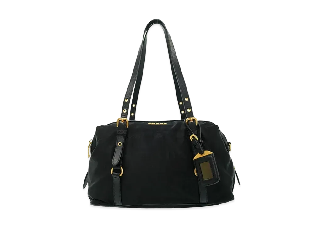 PRADA Logo Jacquard Bag "Black"