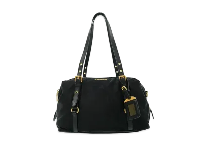 PRADA Logo Jacquard Bag "Black"