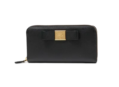 PRADA Saffiano Leather Round Long Wallet ”Black”