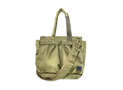 sacai x PORTER Pocket Tote Medium "Khaki/Navy"