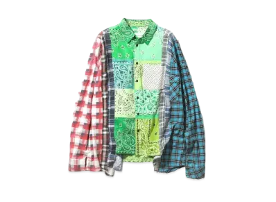 Needles x MIYAGIHIDETAKA FLANNEL SHIRT -> 7 CUT WIDE SHIRT "Green"