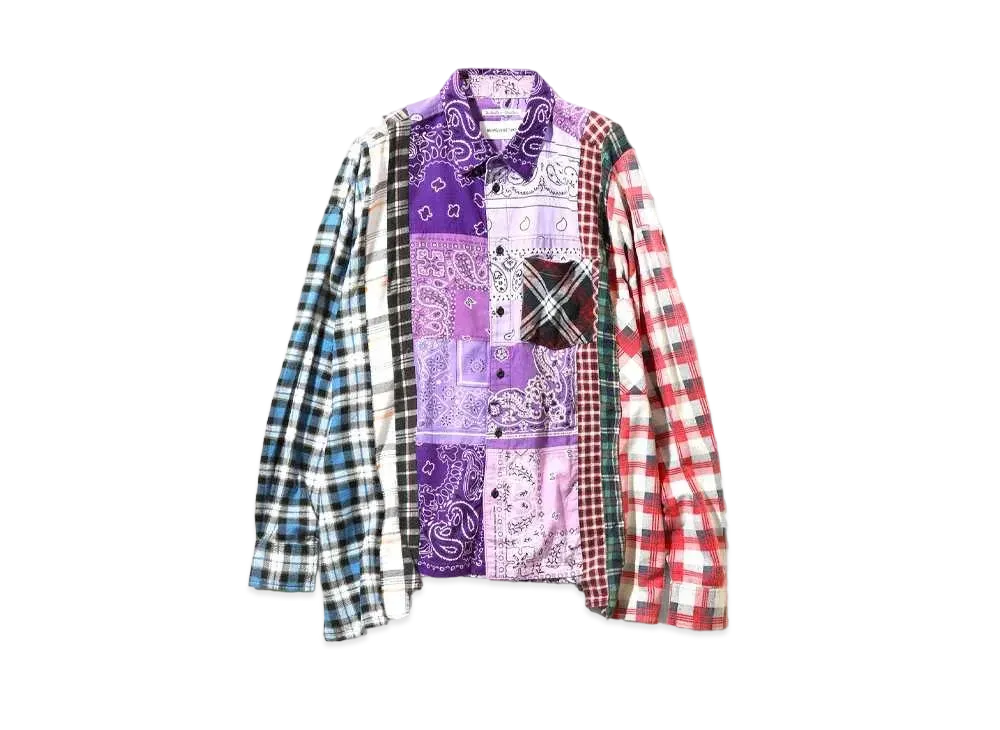 ニードルズ x ミヤギヒデタカ フランネルシャツ 7カット ワイド シャツ "パープル"