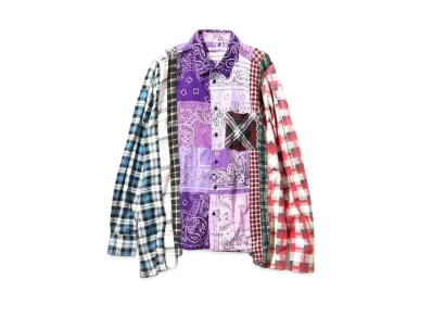 Needles x MIYAGIHIDETAKA FLANNEL SHIRT -> 7 CUT WIDE SHIRT "Purple"