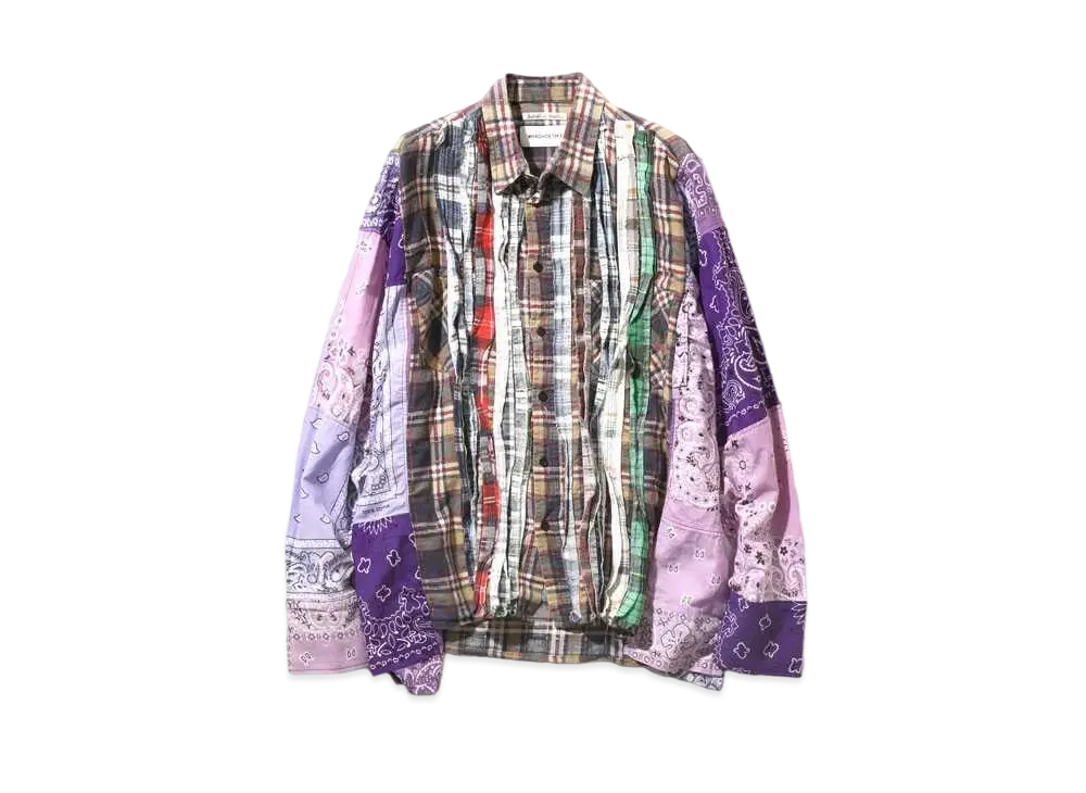 Needles x MIYAGIHIDETAKA FLANNEL SHIRT -> RIBBON WIDE SHIRT "Purple"