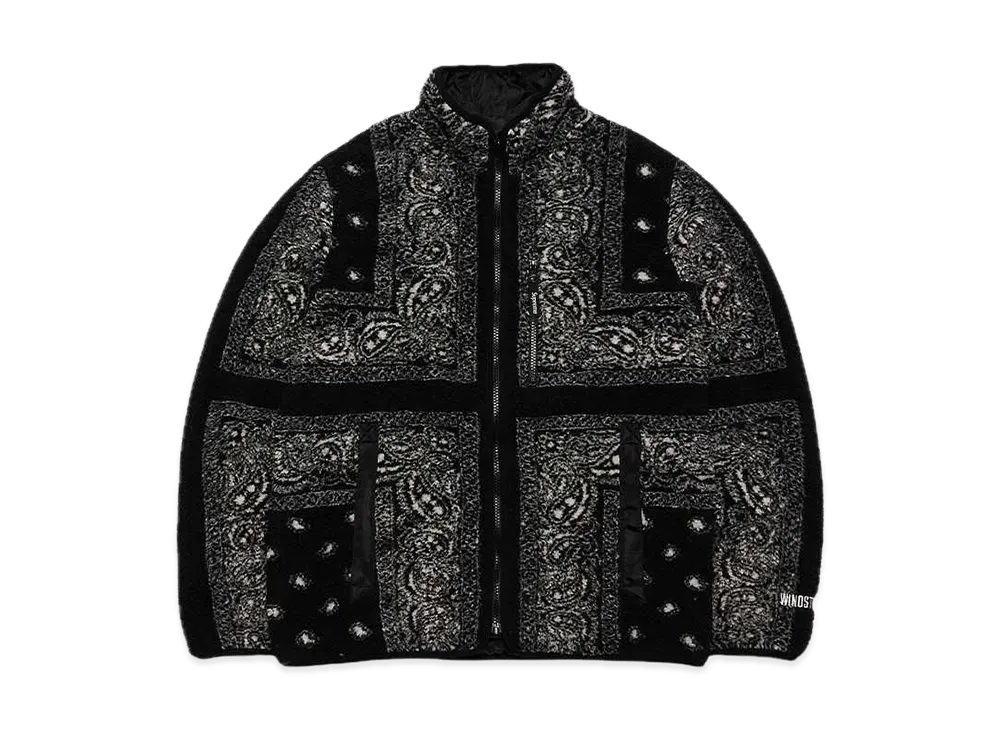 シュプリーム リバーシブル バンダナ フリース ジャケット "ブラック"