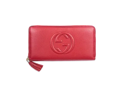 GUCCI Soho Tassel Zip Around Wallet "Red"