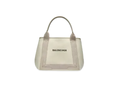 BALENCIAGA Women's Navy Small Cabas "Beige"