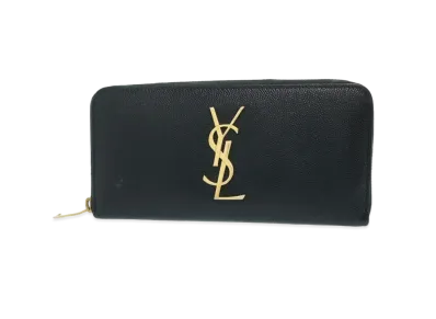 Saint Laurent Croco Emboss Full Zip Wallet "Black"