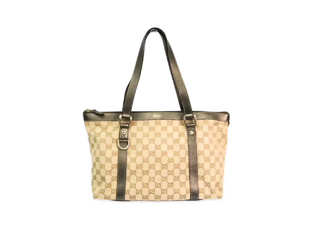 グッチ GGキャンバス レザー トートバッグ "ベージュ"