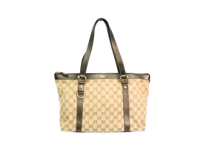 GUCCI GG Canvas Leather Tote
