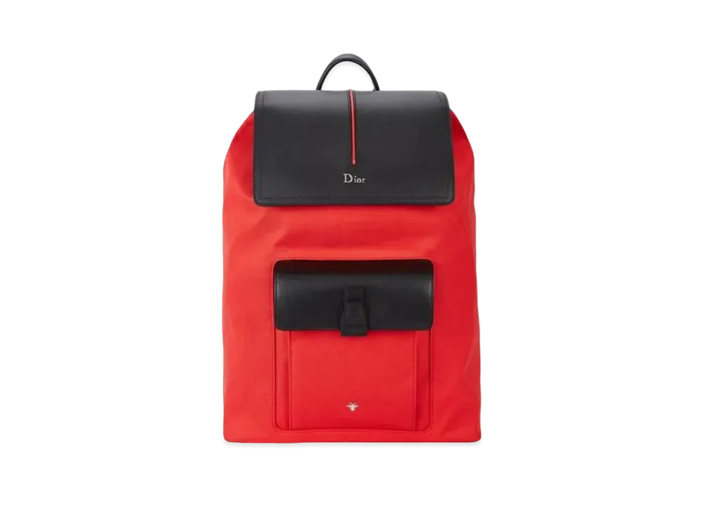 ディオール モーション レザートリムド キャンバス バックパック "レッド”