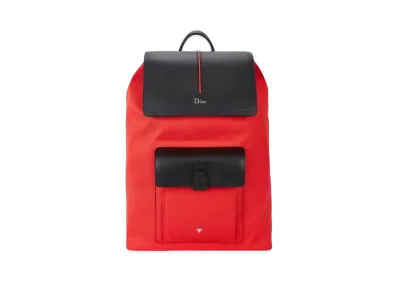DIOR Motion Leather-trimmed Canvas Backpack "Red"