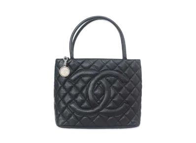 CHANEL Matelasse Coco Mark Tote Caviar Skin "Black/Silver"