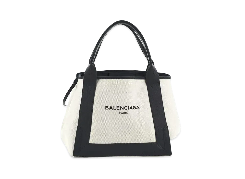 Balrenciaga Navy Caba S Tote "White"