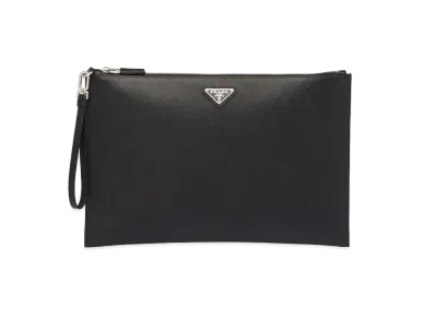 PRADA Pocono Safiano Clutch "Black"