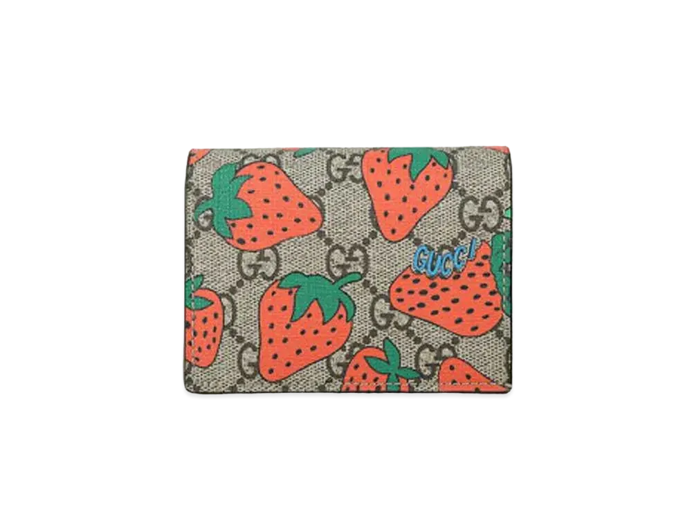GUCCI Strawberry Print GG Card Case