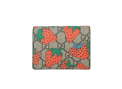 GUCCI Strawberry Print GG Card Case
