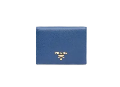 PRADA Saffiano Compact Wallet "Navy"