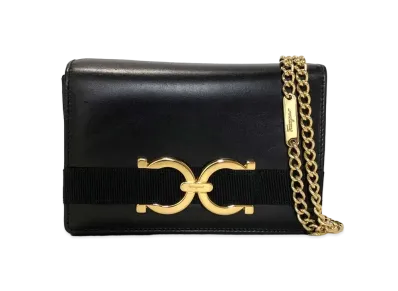 Salvatore Ferragamo Gancini Mini Chain Shoulder Bag "Black"
