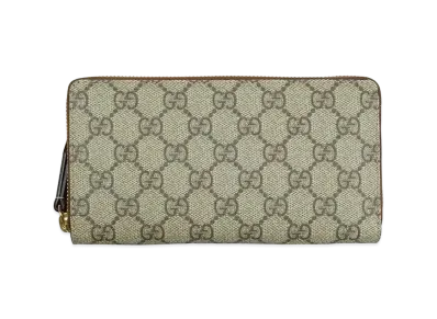 GUCCI GG Supreme Round Fastener Wallet "Beige/Black"