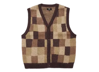 Stussy WOBBLY CHECK SWEATER VEST "Brown"