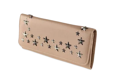 Jimmy Choo Nino Leather Multimetal Startrim Wallet "Beige"