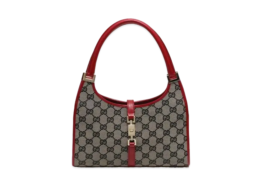 GUCCI Jackie Shoulder Bag GGcanvas "Beige/Red"