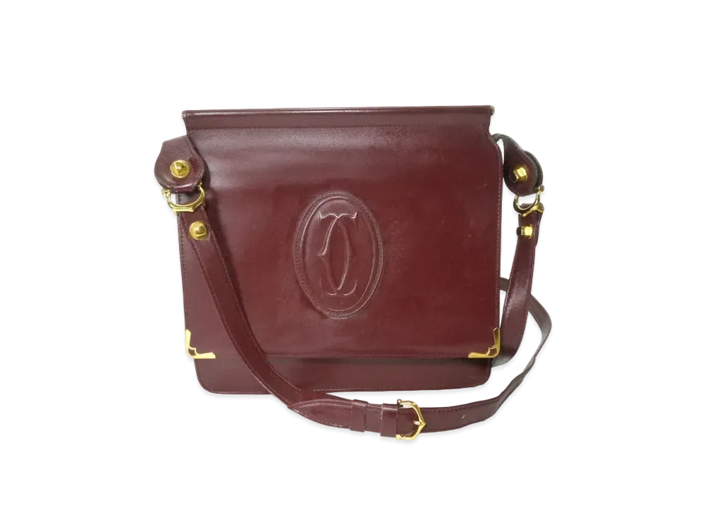 Cartier Must Line Big Logo Emboss Shoulder Bag "Bordeaux"