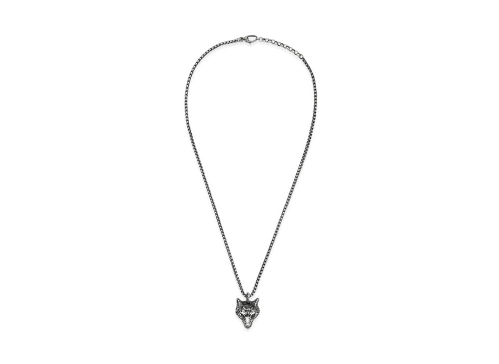 グッチ アンガーフォレスト ネックレス ウルフヘッド "シルバー"