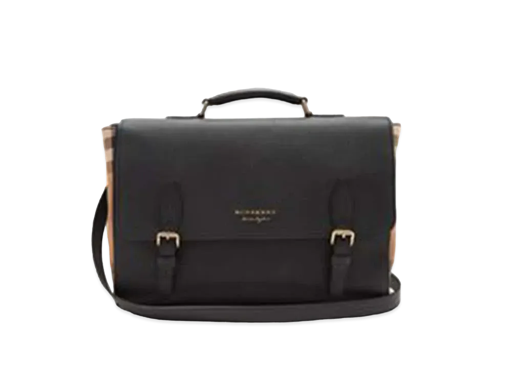 バーバリー グレイニーカーフスキン イーサン サッチェル バッグ "ブラック"