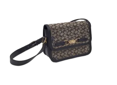 CELINE Vintage Sulky Horse Carriage C Monogram Box Bag "Brown"