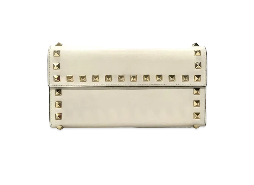 VALENTINO Rockstudds Strap Wallet "White"