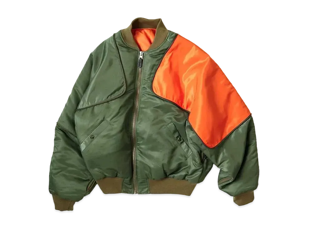 KAPITAL MA-1 NYLON SHAM BOMBER JACKET "Khaki"