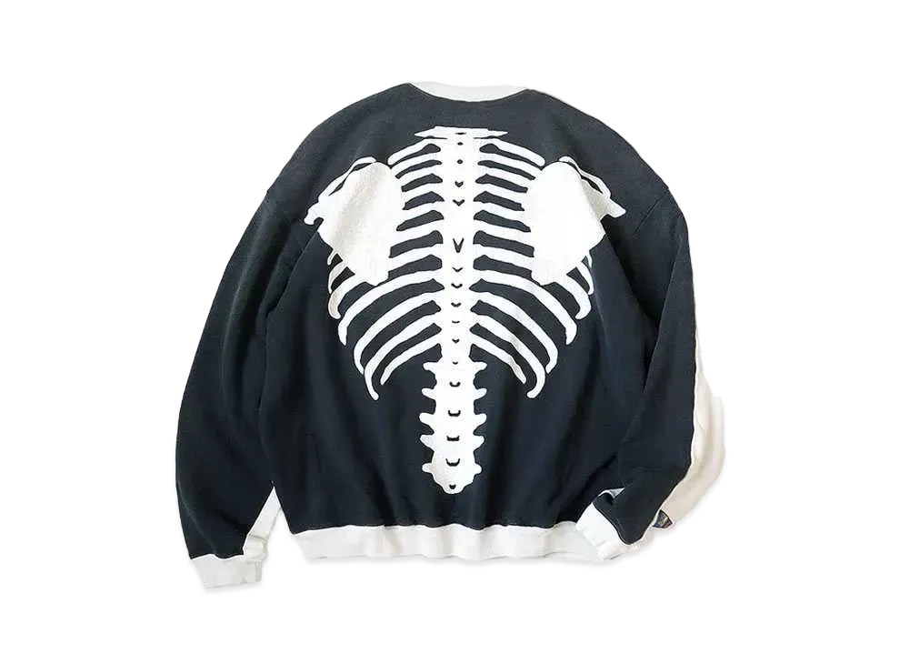 KAPITAL BACK HAIR 2 TONE BIG SWEAT (BOUND PT) "Quinity Black"
