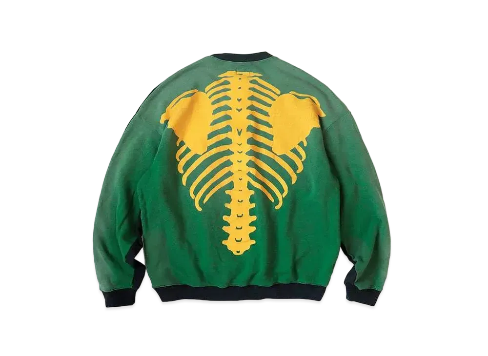 KAPITAL BACK HAIR 2 TONE BIG SWEAT (BOUND PT) "Black Green"