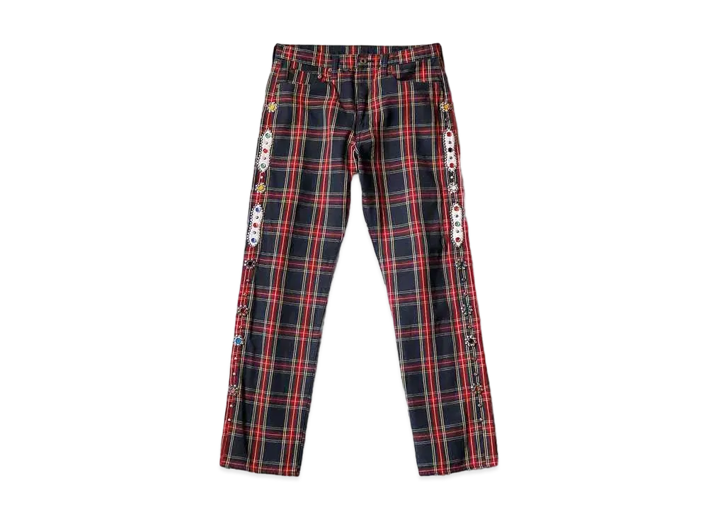 KAPITAL 11oz TARTAN CHECK 5P MONKEY CISCO(STUDS REMAKE ) "Red"