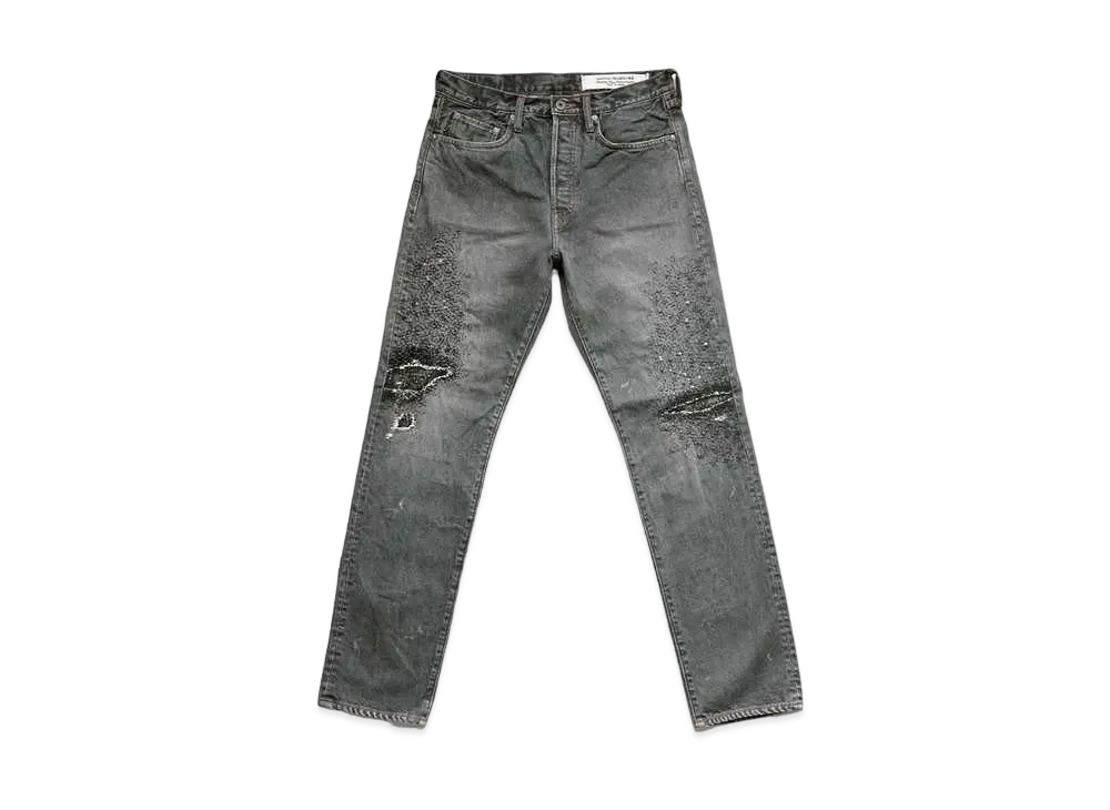 KAPITAL 14oz BLACK DENIM 5P MONKEY CISCO(3year加工)"Black"
