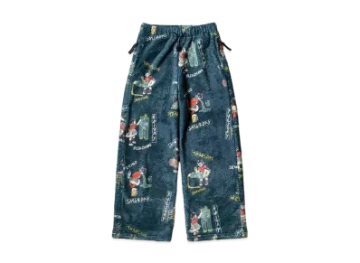 KAPITAL COUNTRY RENDER柄 FLEECE EASY STRAIGHT PANTS "Navy"