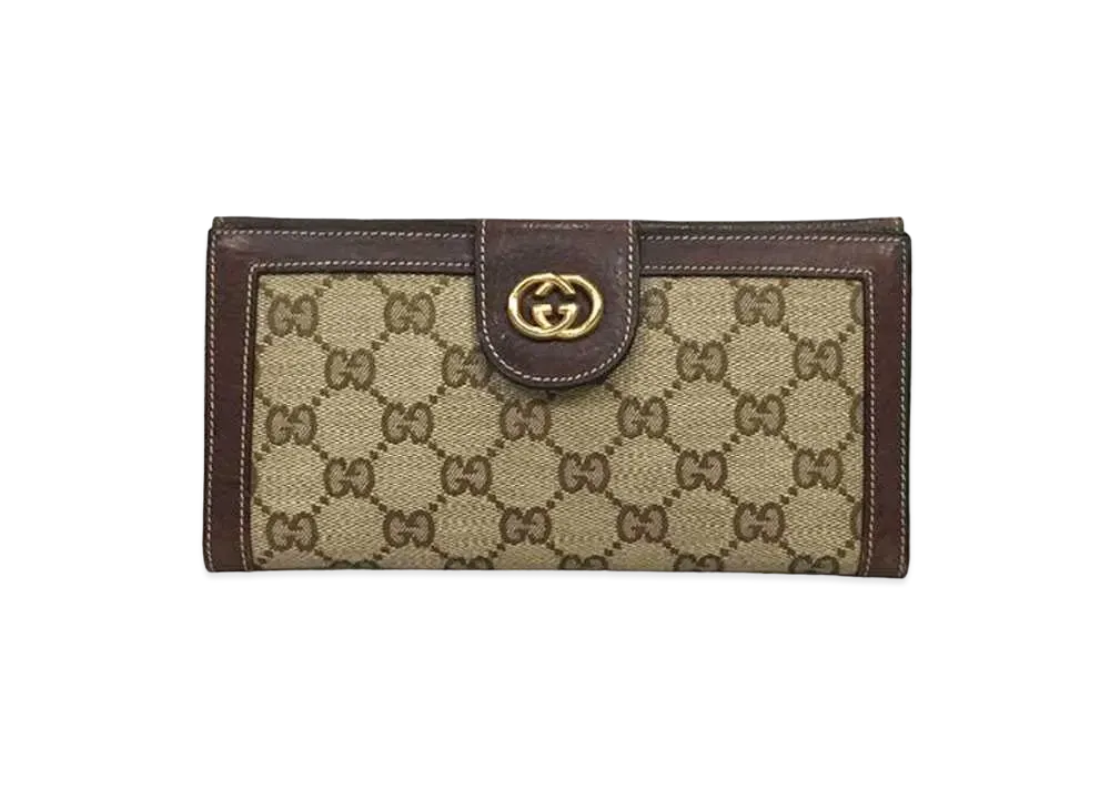 GUCCI Old GG Canvas Leather Wallet "Beige"