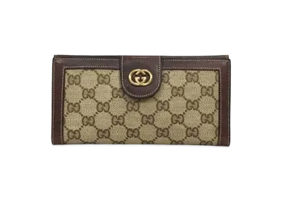 GUCCI Old GG Canvas Leather Wallet "Beige"